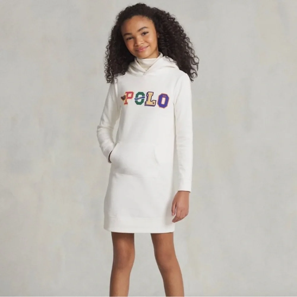 POLO RALPH LAUREN GIRLS LOGO FLEECE HOODIE DRESS